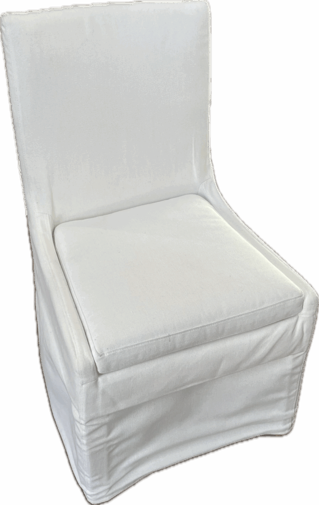 White Slipcovered Dining Chair