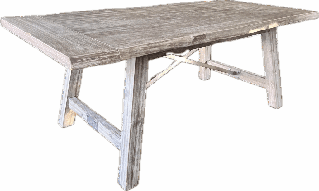 Grey Live Edge Dining Table with Silver Support Beams
