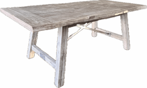 Grey Live Edge Dining Table with Silver Support Beams