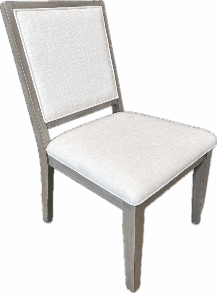 Grey Weathered Upholstered Chairs with Matching Table and Bench