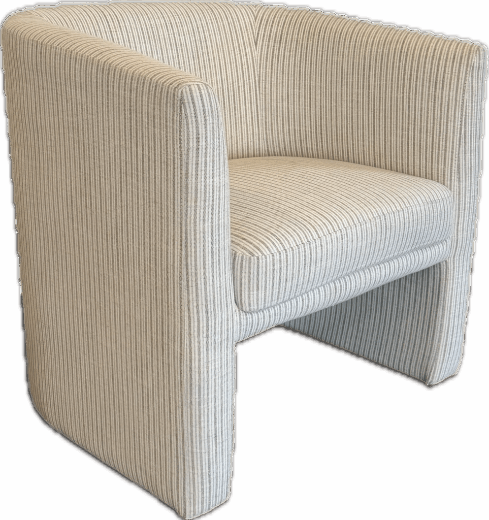 Cream Striped Barrel Chair