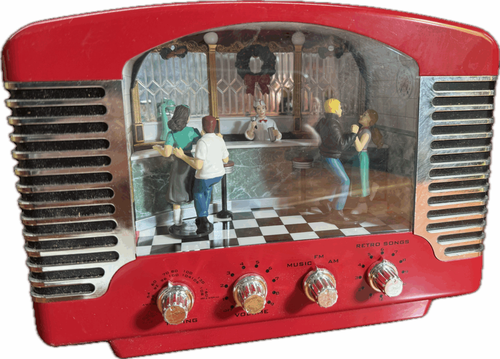 Red Vintage Radio with Diner Design