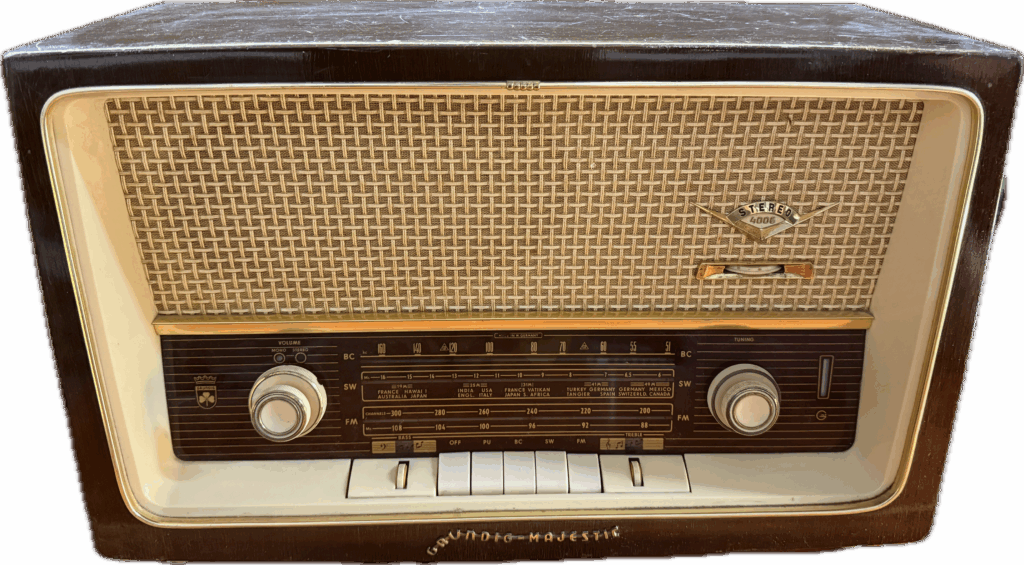 Black Grundig-Majestic Stereo Radio with Tan Front
