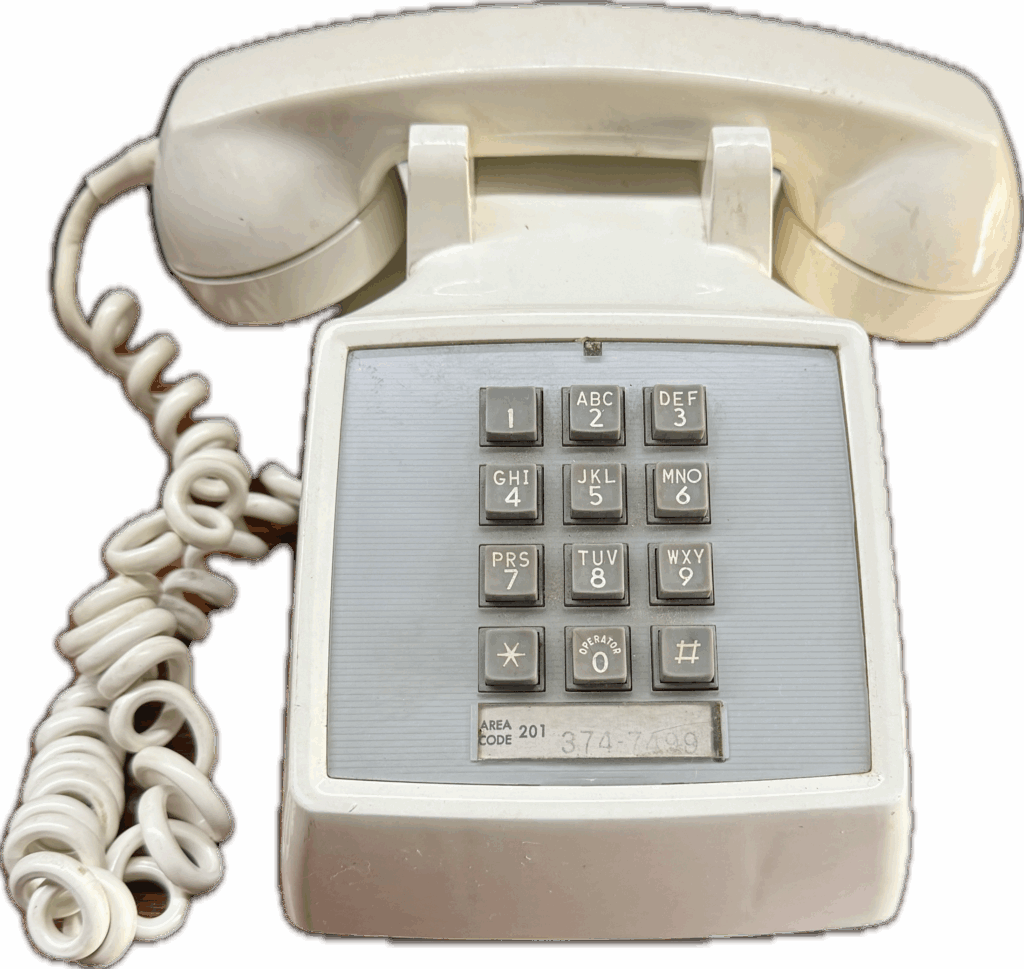 White Vintage Corded Telephone with Buttons