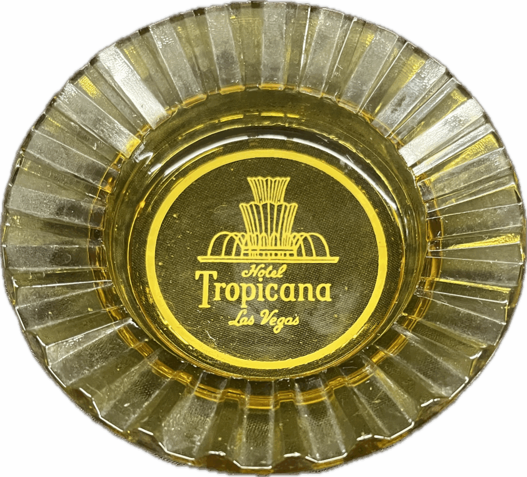 Vintage Hotel Tropicana Ashtray in Fluted Yellow Glass
