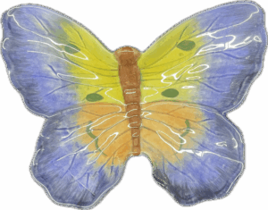 Blue and Yellow Ceramic Butterfly Dish