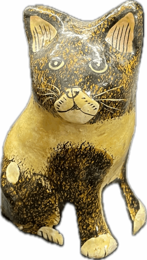 Brown Decoupage Cat Figurine