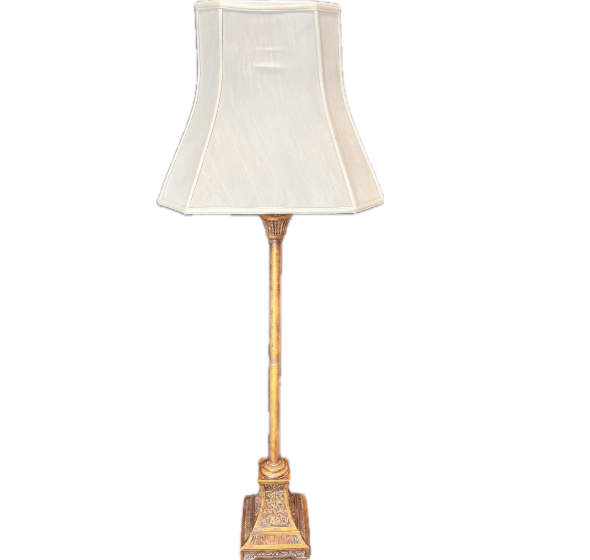Brass Standing Lamp with White Shade