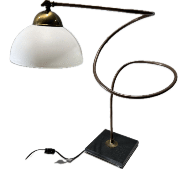 Post Modern Copper Spiral Lamp with White Dome Shade