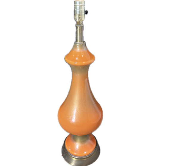 Vintage Orange Luster Glass Table Lamp