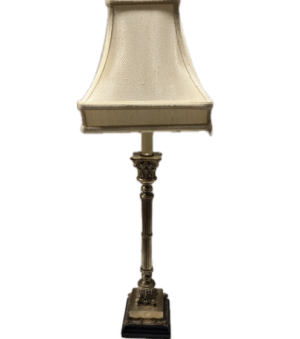 Brass Ornate Table Lamp with White Pagoda Shade