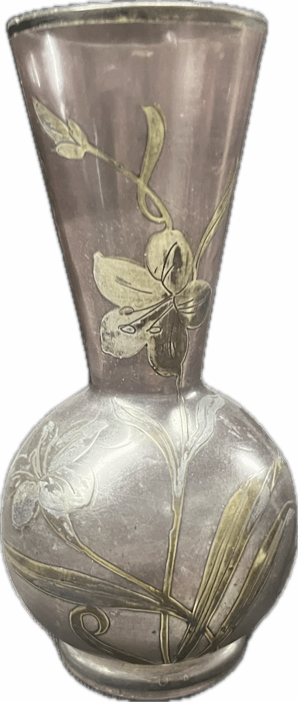 Purple Etched Floral Vase