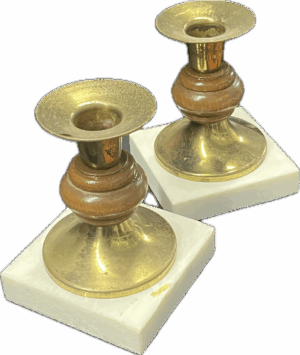 Brass and Marble Vintage Candle Holders