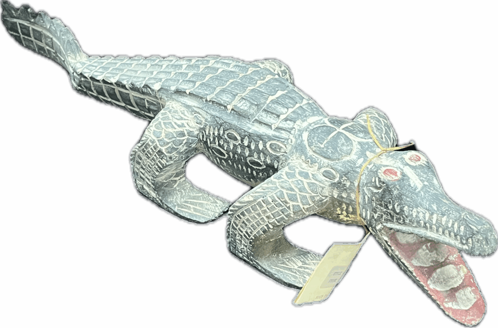 Green Wood Crocodile Figurine