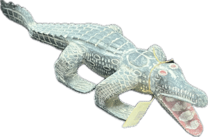 Green Wood Crocodile Figurine