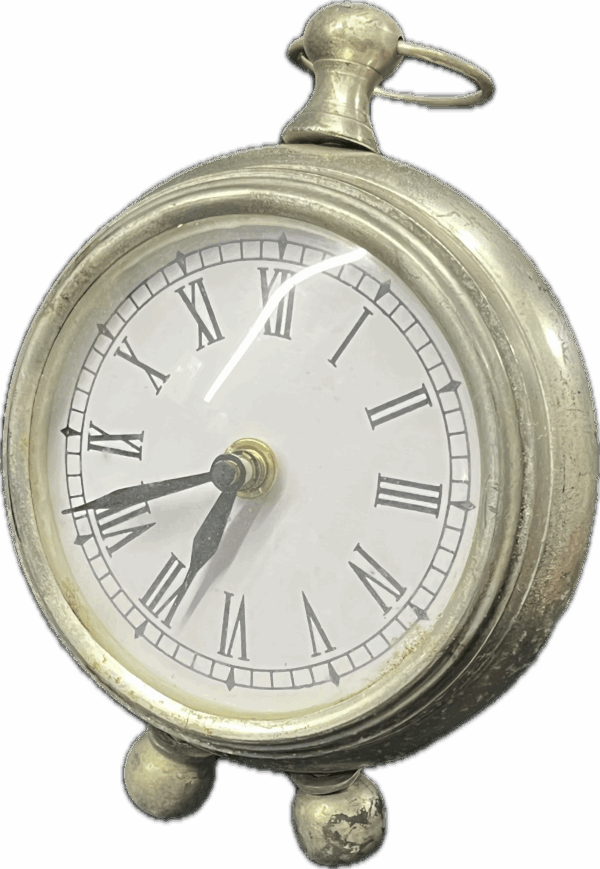 Silver Clock with Roman Numerals