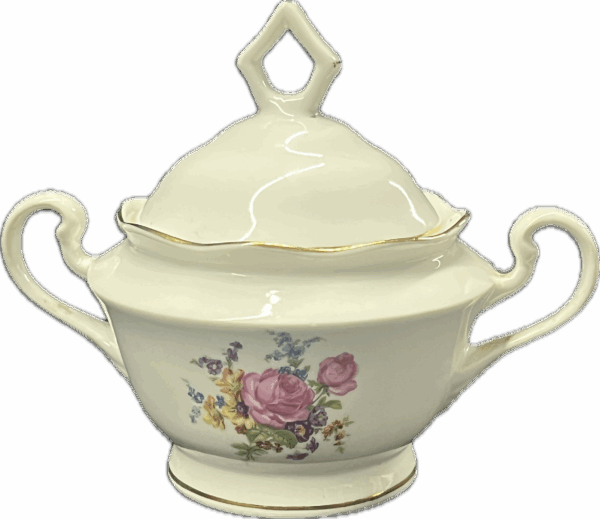 White Floral Porcelain Sugar Bowl