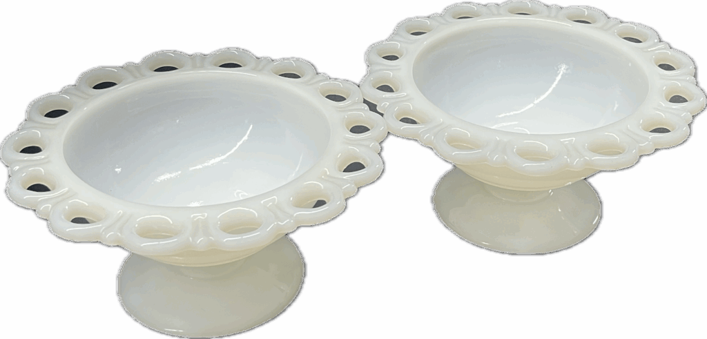 White Milk Glass Candy Bowls