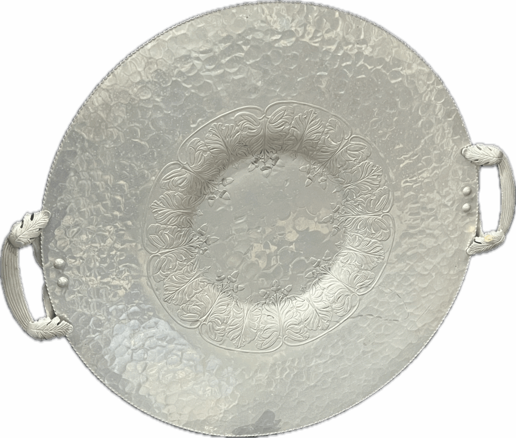 Silver Acorn Detail Round Tray