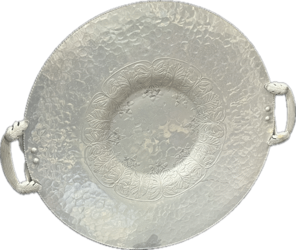 Silver Acorn Detail Round Tray