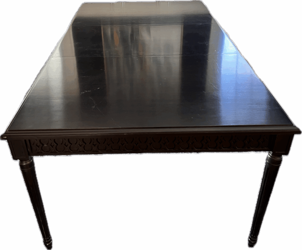 Black Dining Table with Apron Detail and Leaf