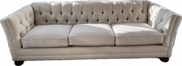 Beige Tufted Back Bun Foot Sofa