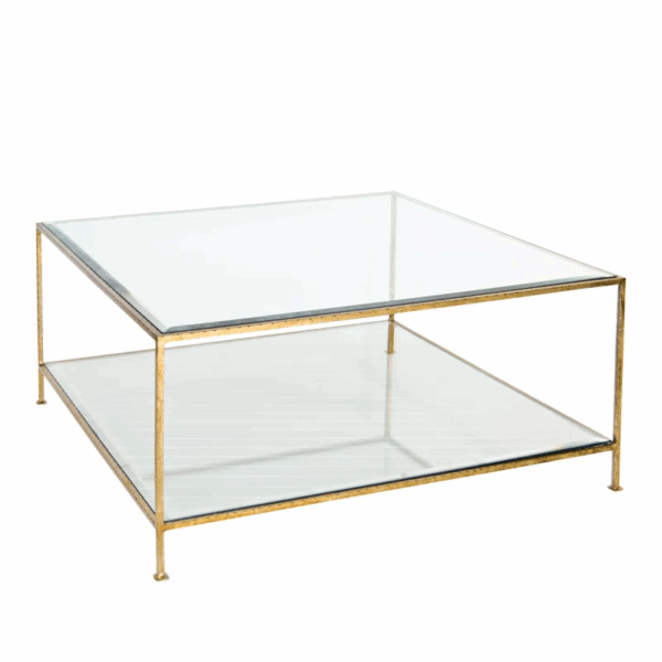 Glass Square Coffee Table with Gold Legs