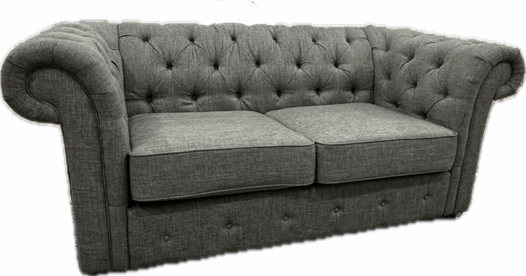 Grey Tufted Roll Arm Sofa