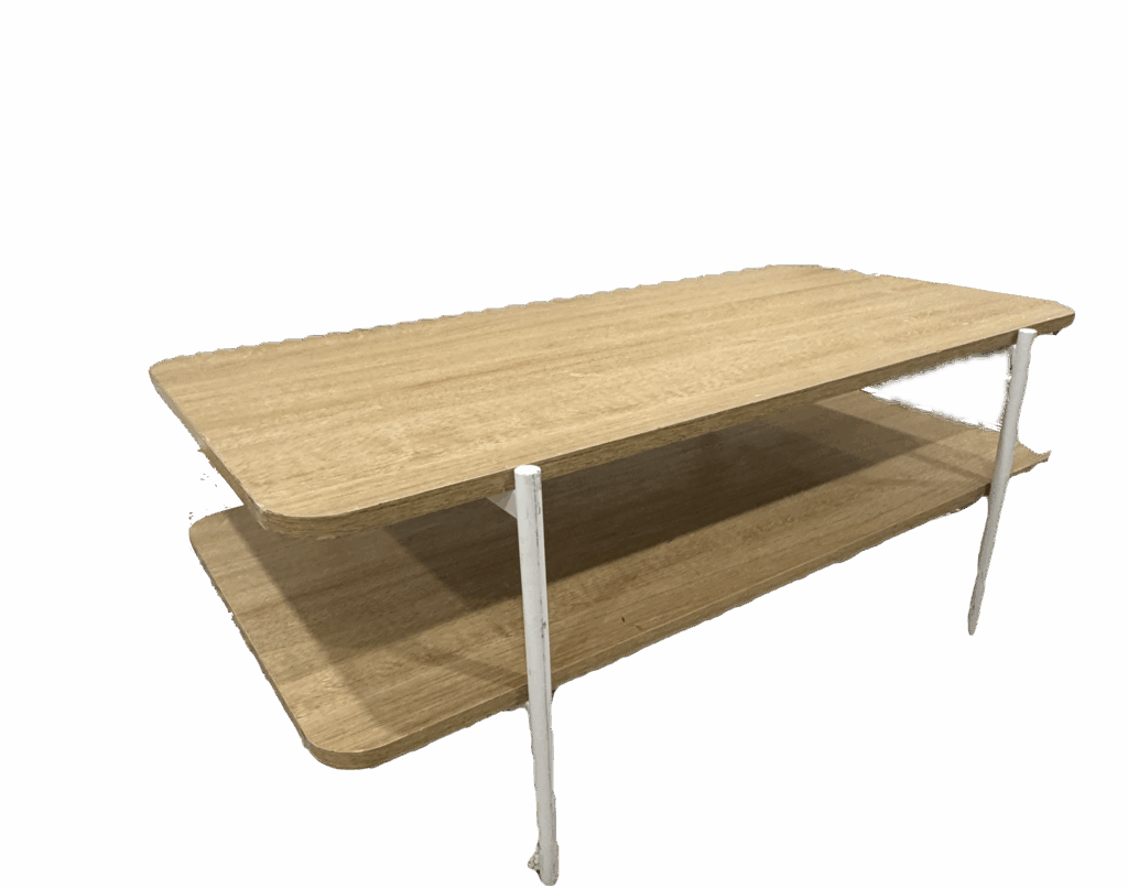 Mid Century Modern Style Wood Coffee Table with White Legs
