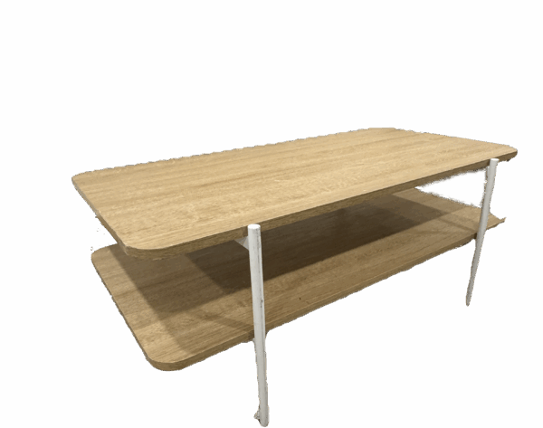 Mid Century Modern Style Wood Coffee Table with White Legs
