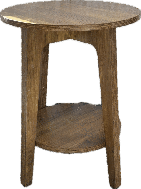 Round Wood 2-Tier Table with Tapered Legs