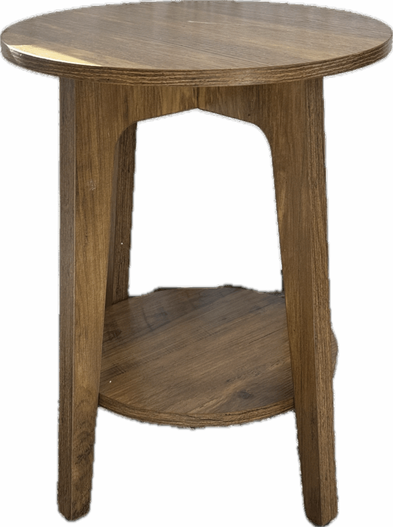 Round Wood 2-Tier Table with Tapered Legs
