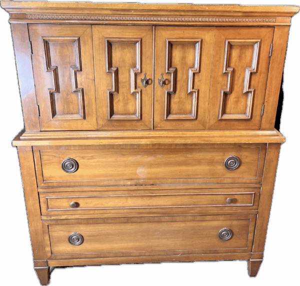 Mid Century Modern Chest with Cabinet Top and 3 drawers