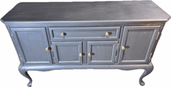 Grey Sideboard with Gold Hardware and Curved Feet