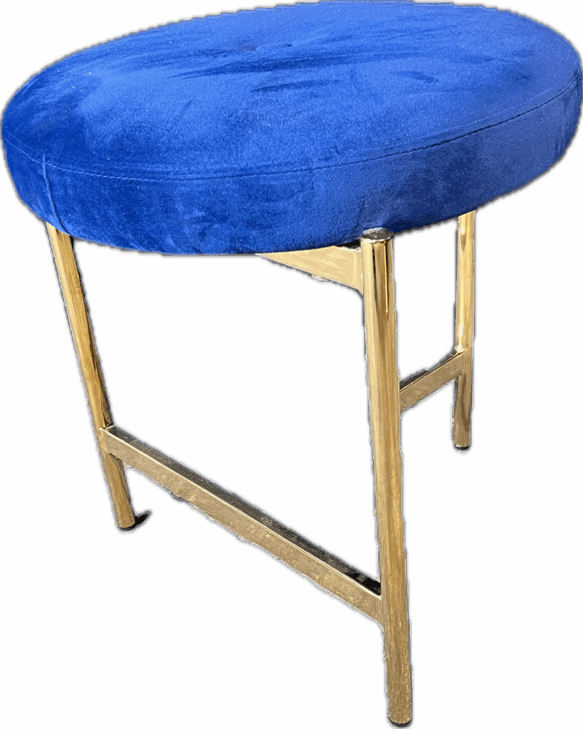Blue Velvet Stool with Gold Legs