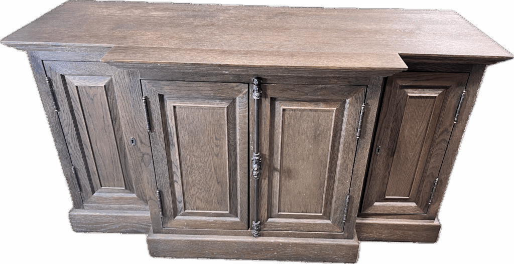 Dark Wood Media Stand with Bronze Hardware