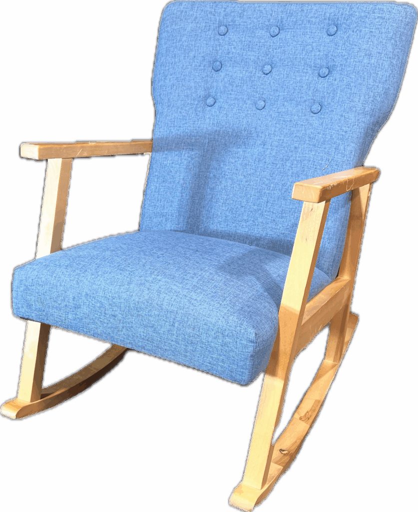 Blue Upholstered Rocking Chair
