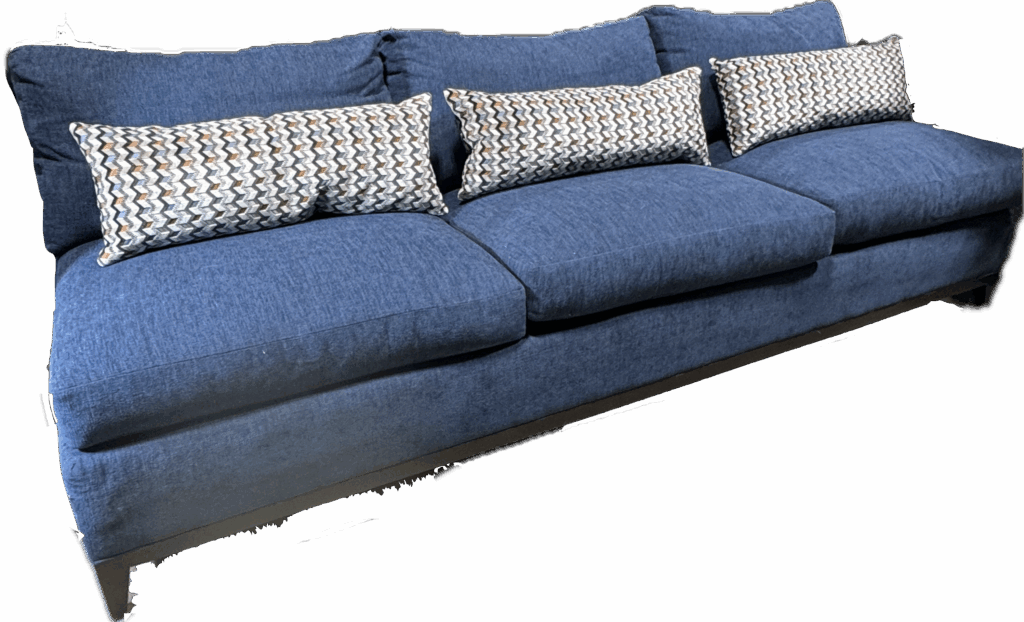 Blue Armless Sofa with Matching Accent Pillows