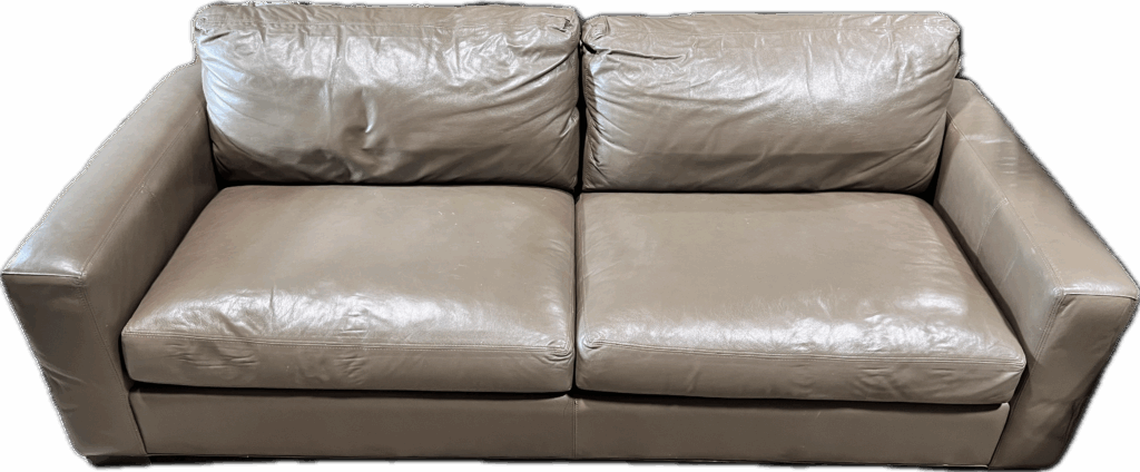 Basil Green Leather Sofa