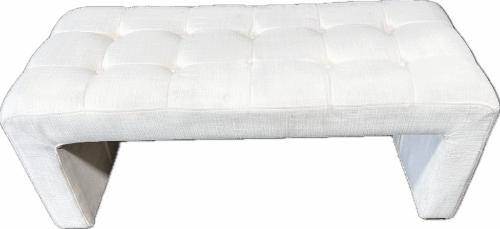 White Tufted Waterfall Bench