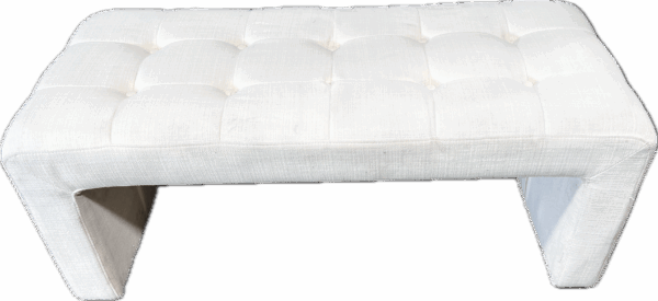 White Tufted Waterfall Bench