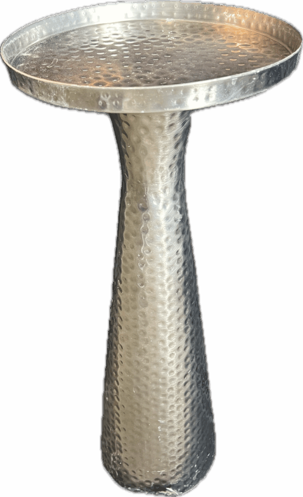 Silver Hammered Table with Pedestal Base