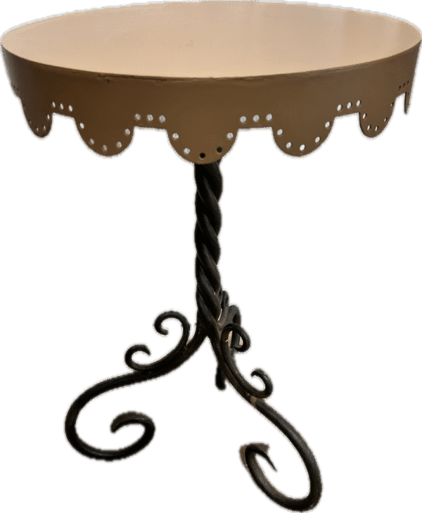 Scalloped Bronze Table with Curled Design Pedestal Base