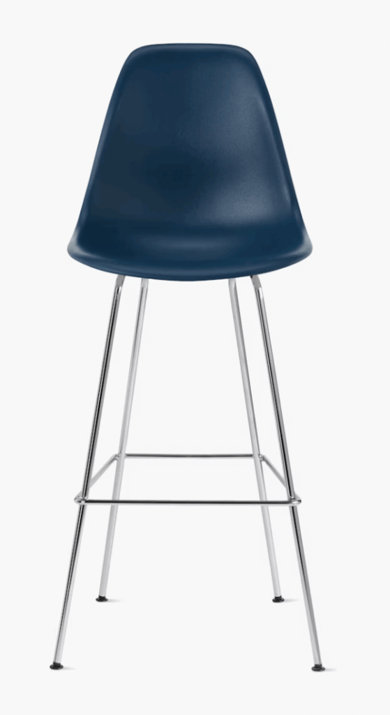 Blue Green Eames Molded Plastic Bar Stool
