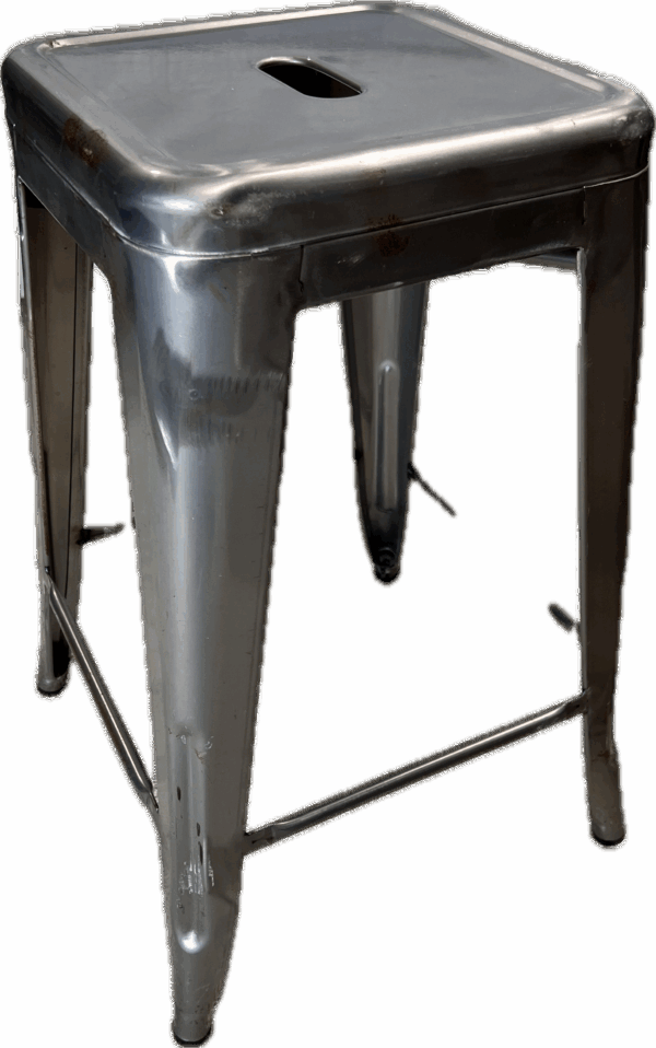 Industrial Distressed Silver Counter Stacking Stool