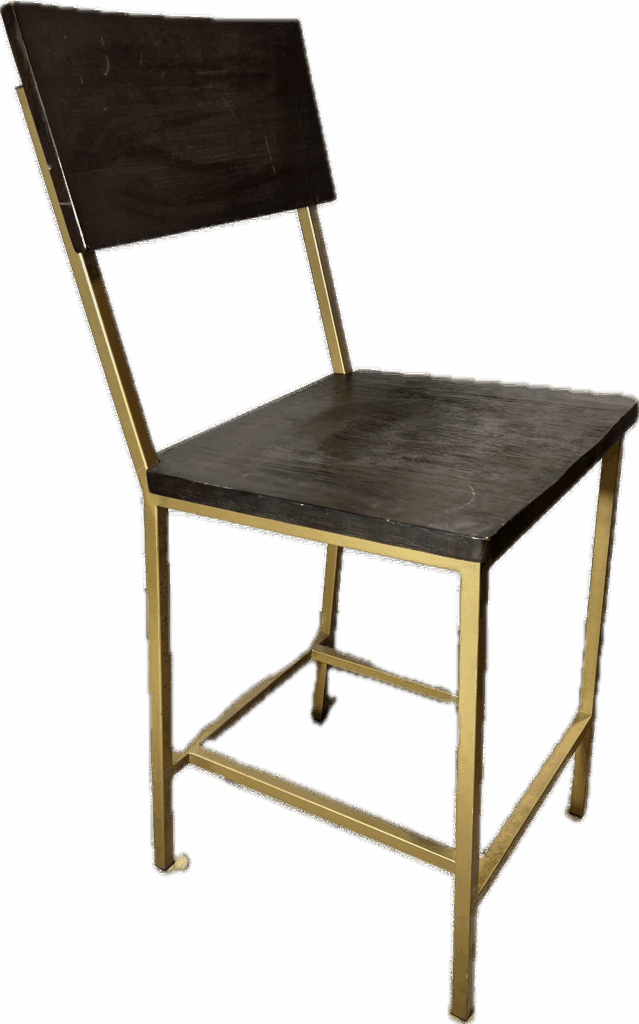 Wood Bar Stool with Gold Metal Legs
