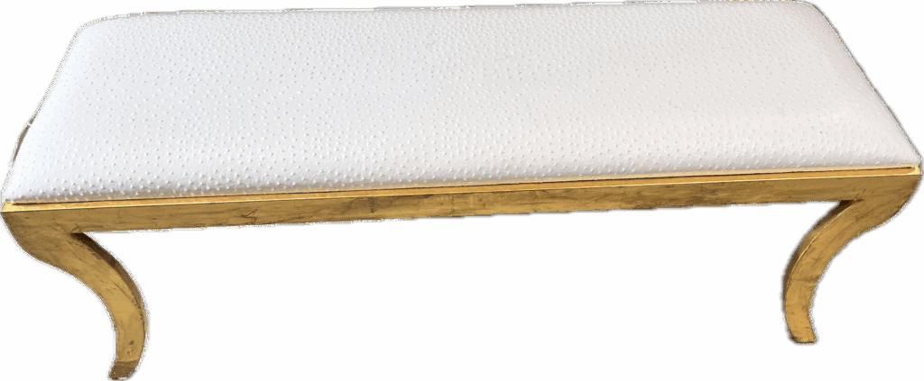 Gold Gilded Faux Ostrich Bench