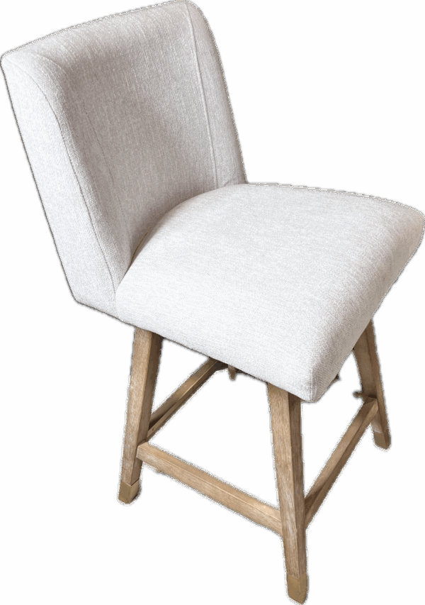 White Upholstered Swivel Counter Stool