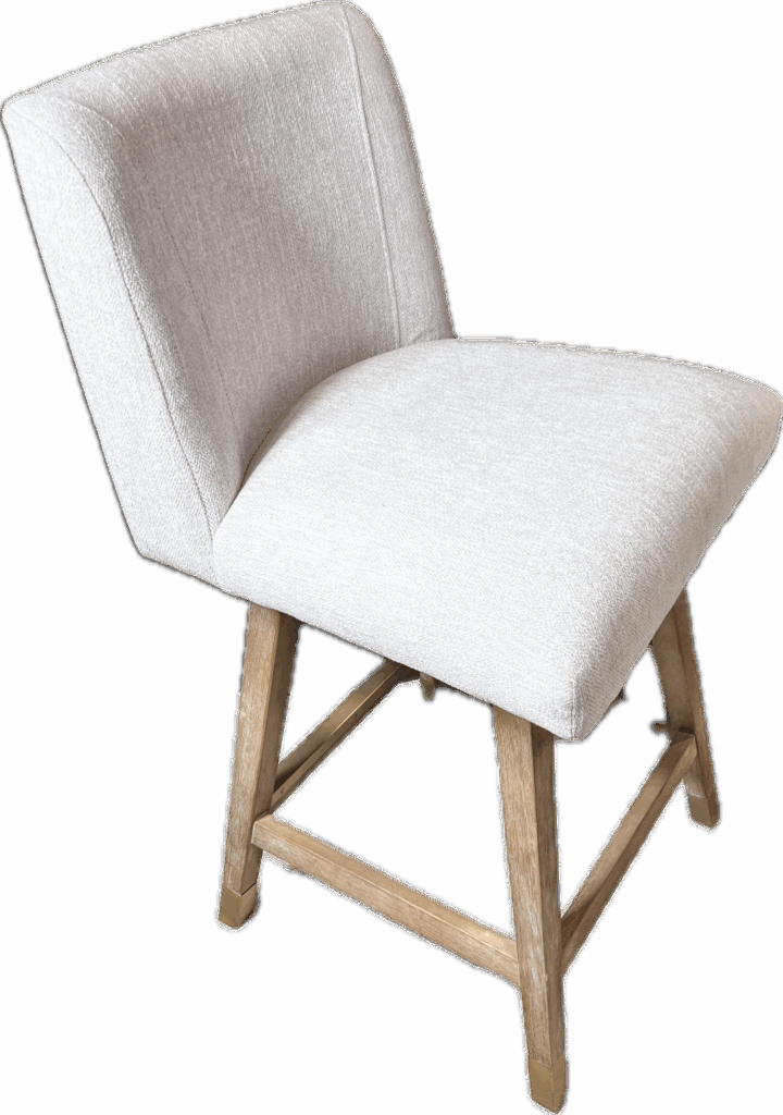 White Upholstered Swivel Counter Stool