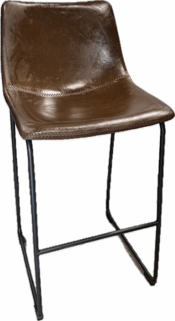 Brown Vinyl Low Back Bar Stool